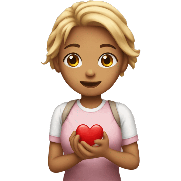 chatin girl with a heart in their hands emoji