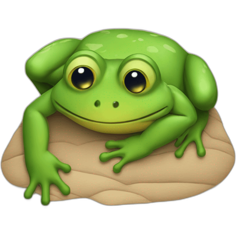 Grenouille qui fait un calin emoji