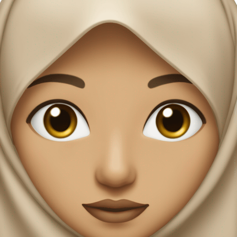 a person wearing a nude colored hijab with a nude oval face, and a nose that is not too sharp, thin lips, skin color like a southeast Asian person emoji