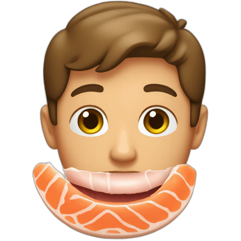 homme brun qui mange du saumon emoji