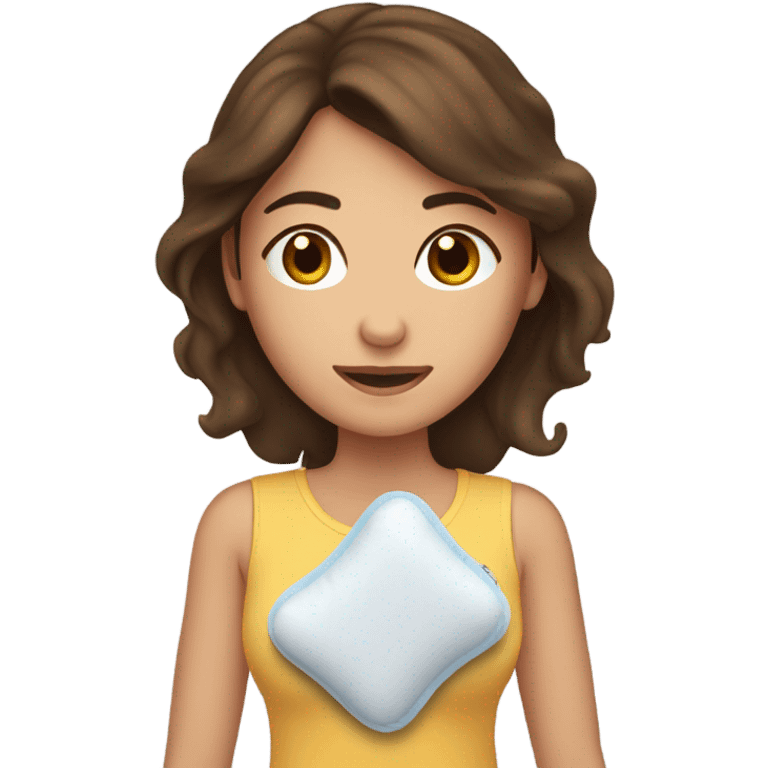 Brown hair Girl with heating pad  emoji