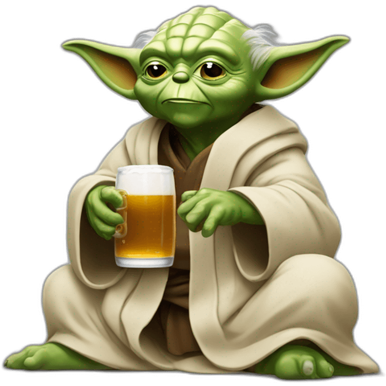 Yoda buvant une bière qui fait une grimace emoji