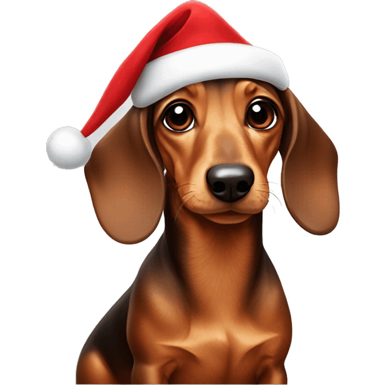 Dachshund with a christmas hat emoji