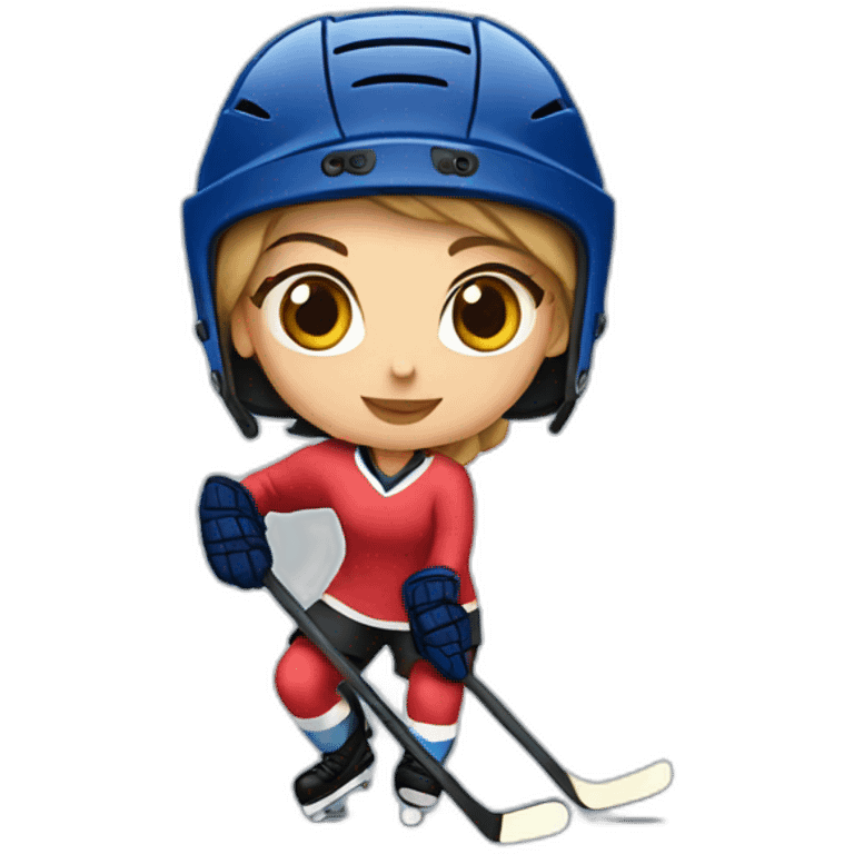 A girl playing hockey emoji