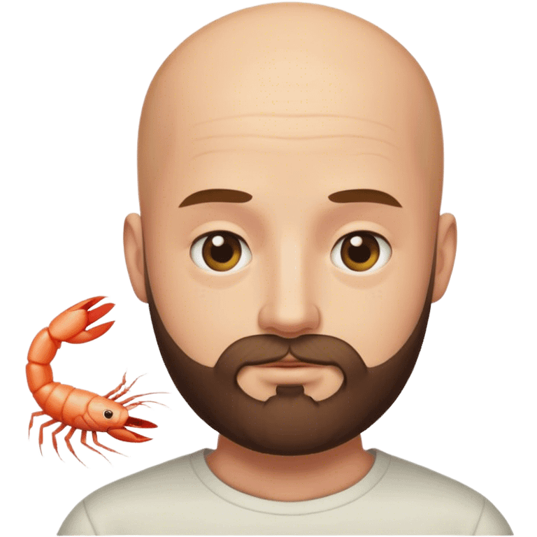 bald phd white graduate with beard but is the shrimp emoji emoji