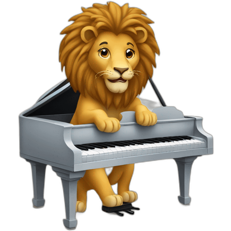 Lion playing the piano emoji