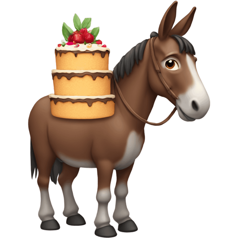 Mule carrying cake emoji