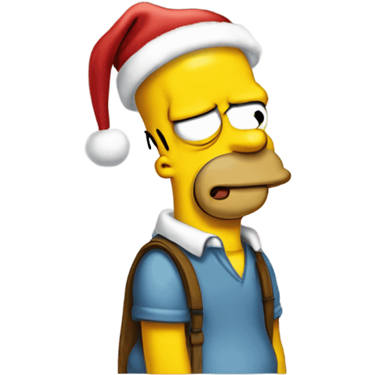 Homer Simpson wearing Christmas Hat emoji