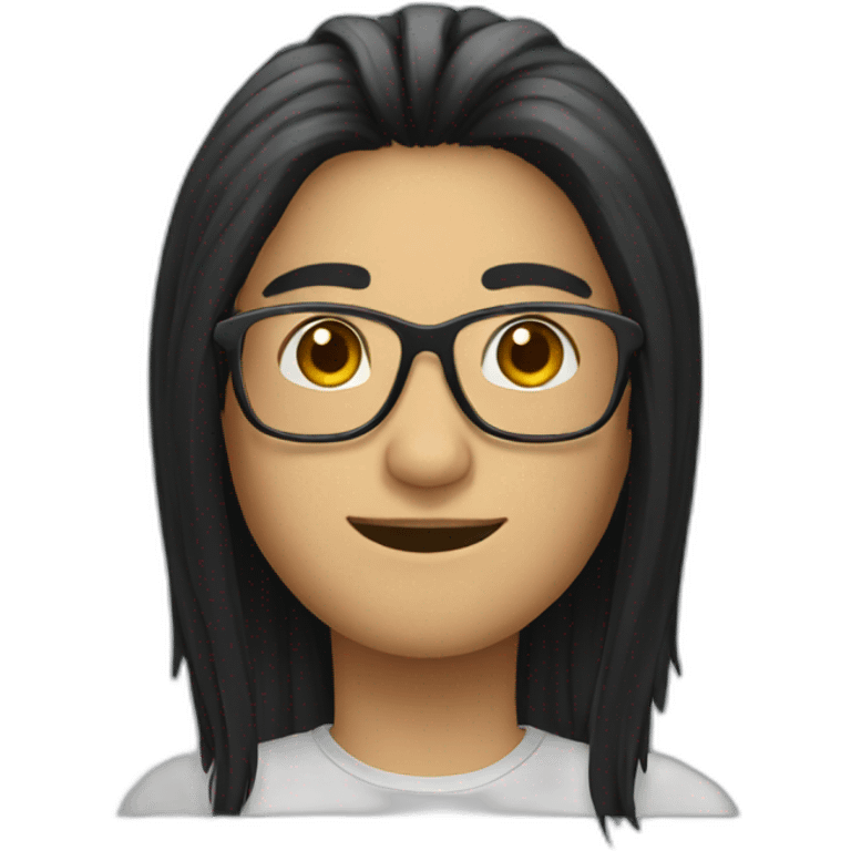 long black hair with glasses emoji