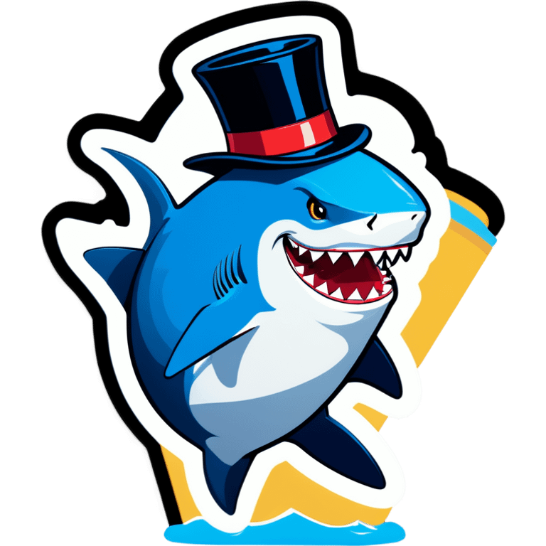 Shark with a top hat emoji