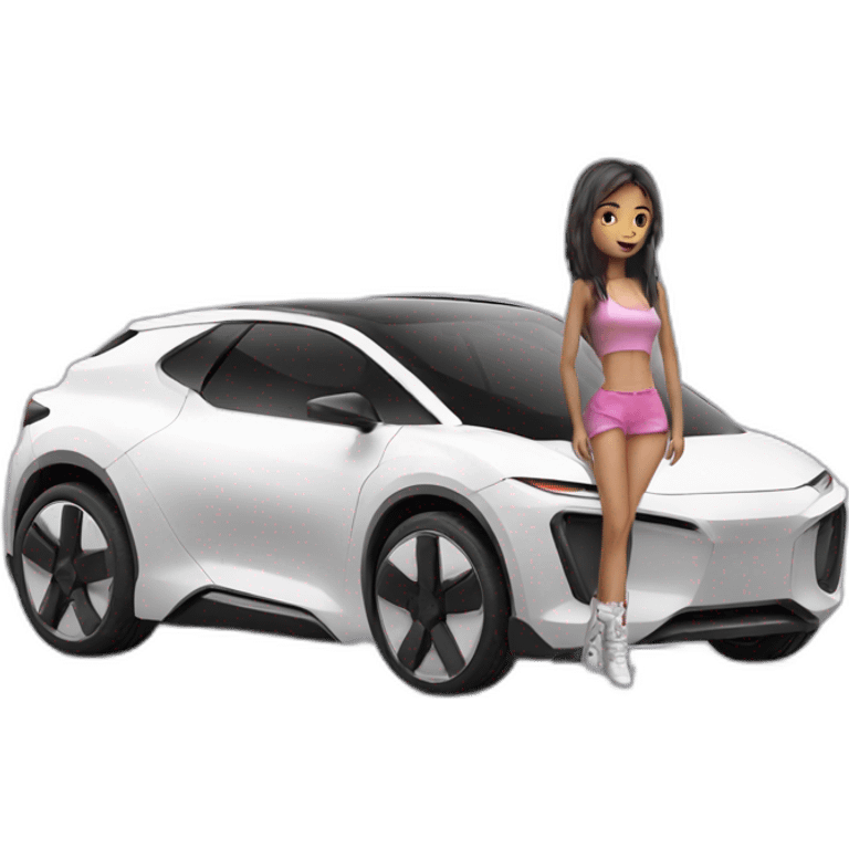 Futuristic Car with girl emoji