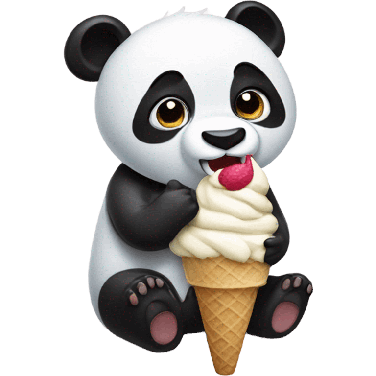 Panda eating ice cream emoji