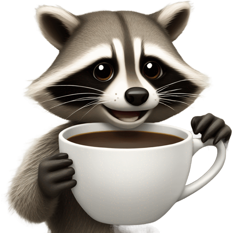 Raccoon holding a cup of coffee emoji