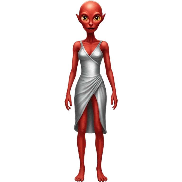 alien red female in silver dress, full figure emoji