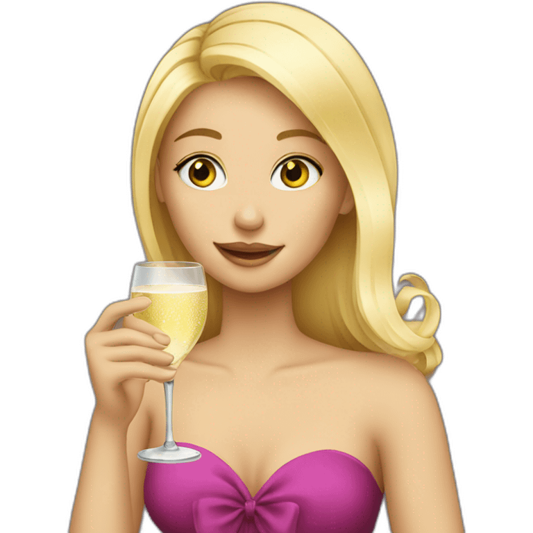 Blond girl drinking champagne  emoji