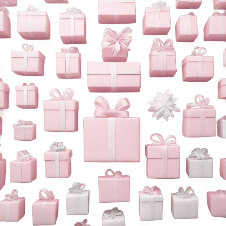 Light pink Christmas gifts under a white Christmas tree  emoji