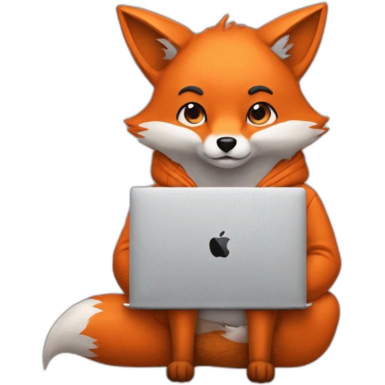 fox with hoodie and a macbook emoji