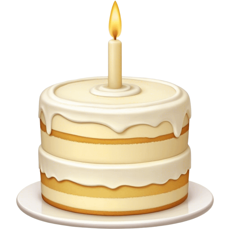 Cinematic Realistic Simple Vanilla Cake, a perfectly baked golden sponge with soft, airy layers, delicate vanilla frosting smoothly spread across the top, tiny flecks of vanilla bean visible, warm golden lighting creating depth, glowing with a sweet, irresistible charm. emoji