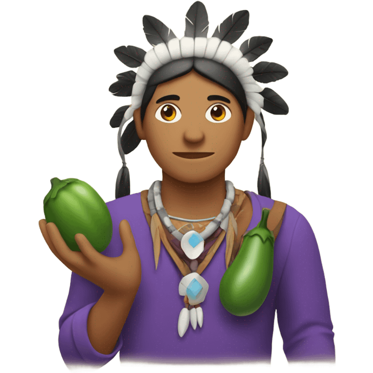 Native American with eggplant emoji