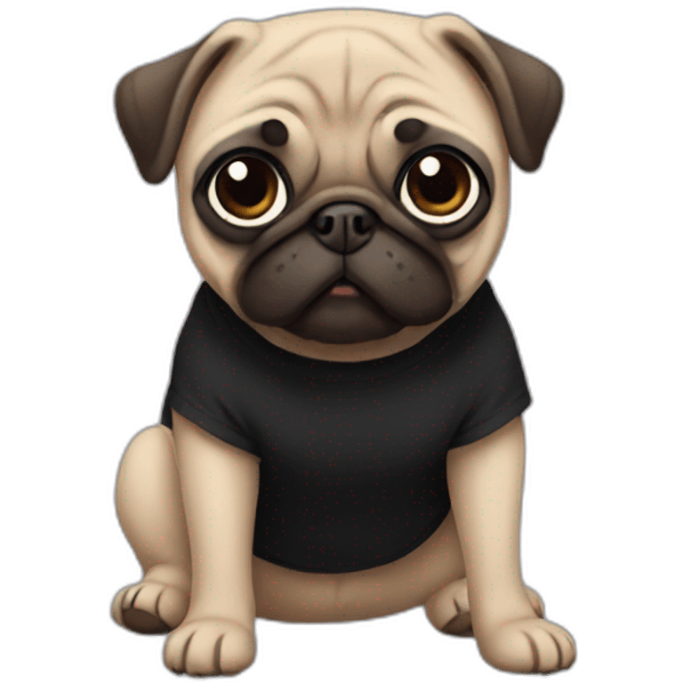 pug wearing a black t-shirt emoji