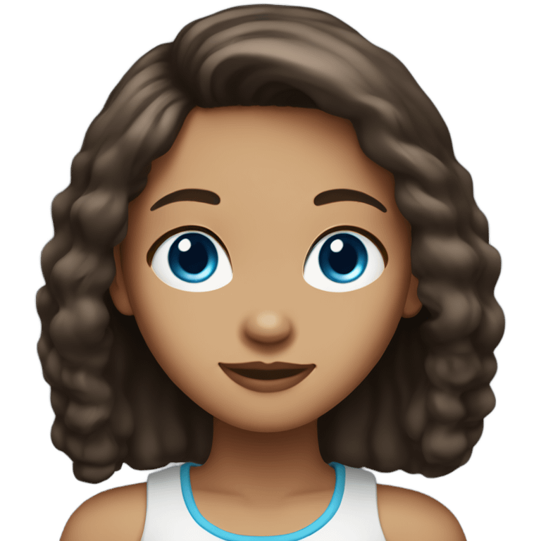 girl with tan skin dark brown medium length hair and blue eyes emoji