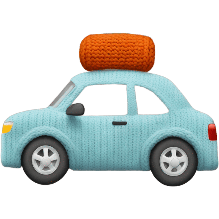 Knit sweater with car design emoji