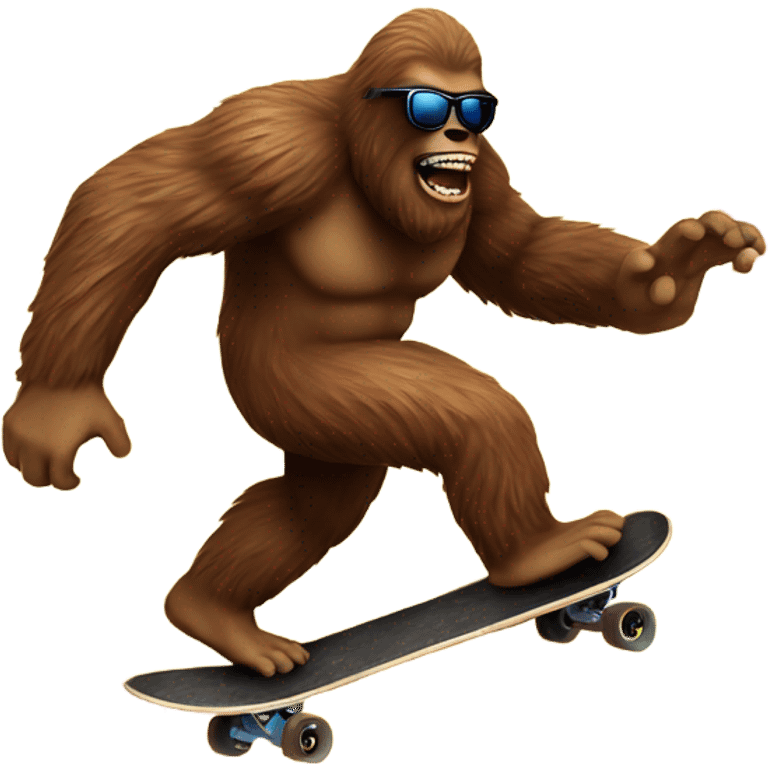 Bigfoot skateboarding with sunglasses on and explosion behind him emoji