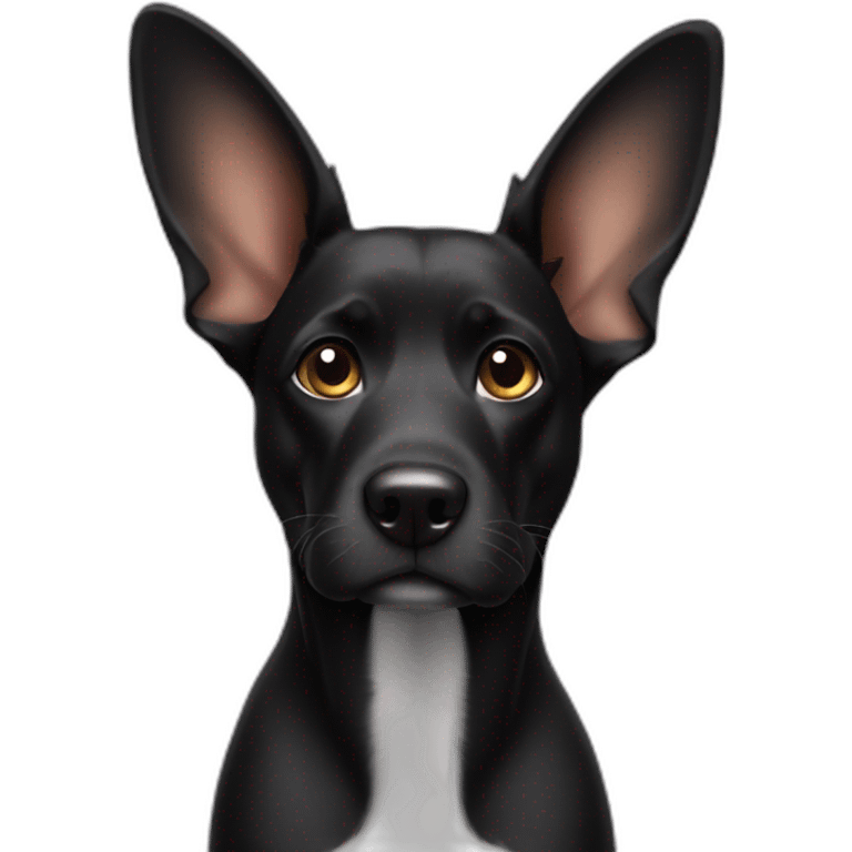 black dog with big up ears emoji