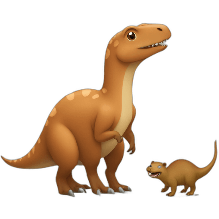 dinosaur plays with capybara emoji