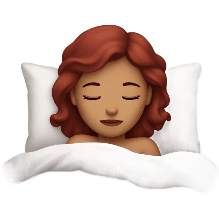 Burgundy haired girl sleeping in bed emoji