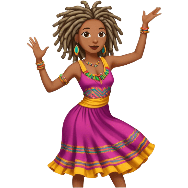 Black woman with locs dancing emoji