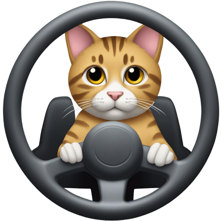 Tabby cat driving  emoji