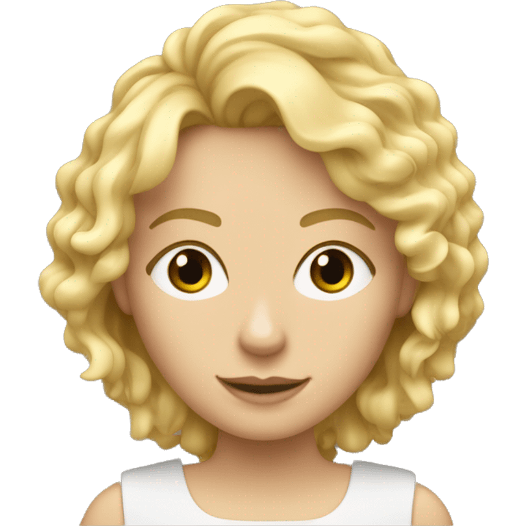 une joueuse de flute traversière avec cheveux blonds mi-long frisés emoji