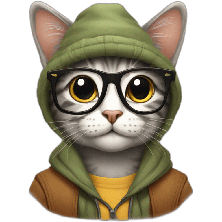 Hipster cat emoji