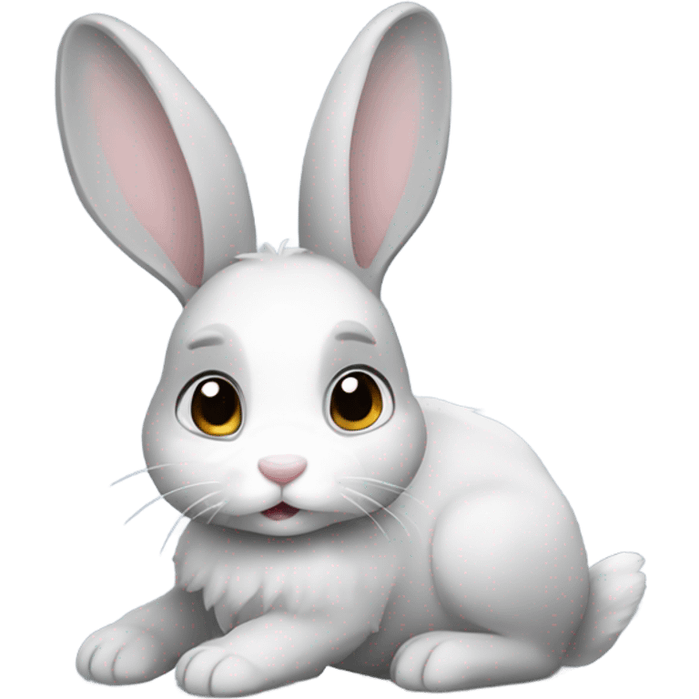 Grey and white bunny emoji