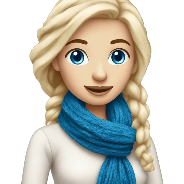 beautiful finnish blonde woman with blue eyes knitting scarf emoji