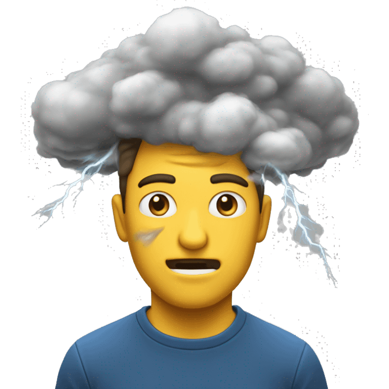 homme surpris avec une tornade au dessus de la tête emoji