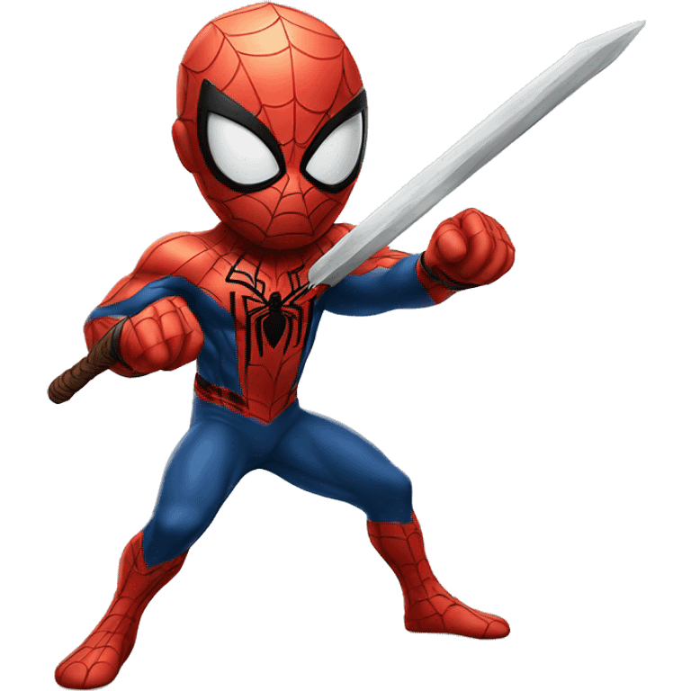 Spider-man with a BIG SWORD in a fighting pose emoji