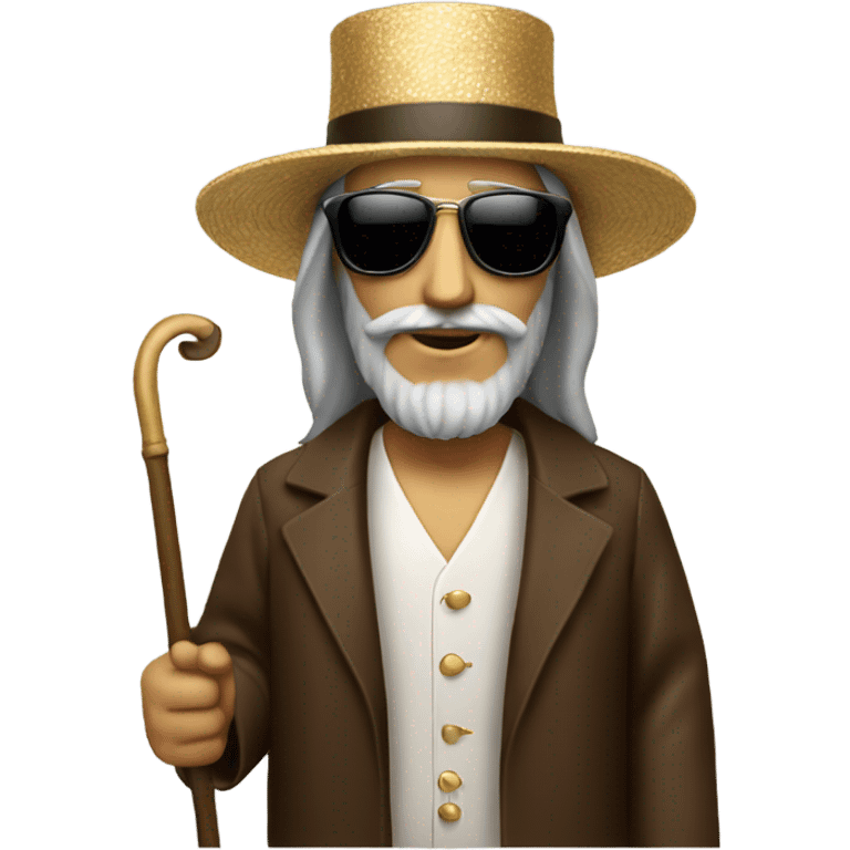 Jesus with top hat and sunglasses and cane emoji