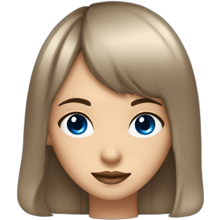 Fille aux yeux bleu brune avec yne frange emoji