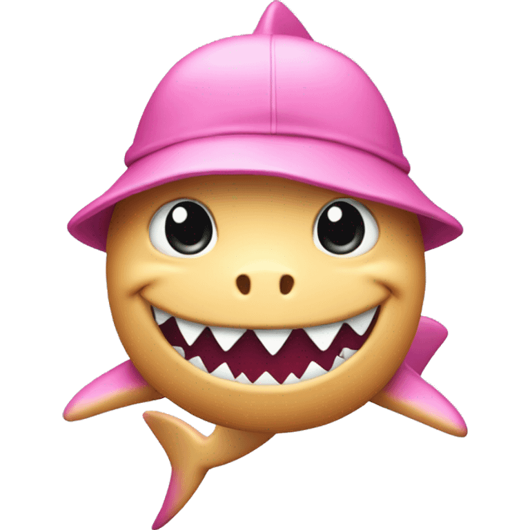 Pink shark with baret hat emoji