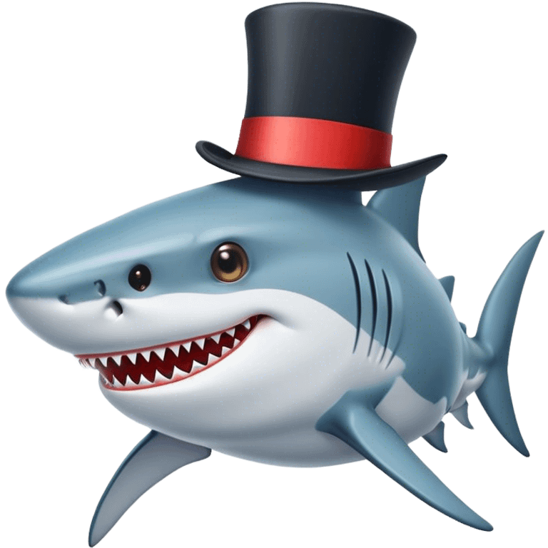 Shark with a top hat emoji