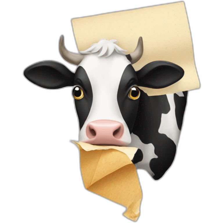 cow eating paper emoji