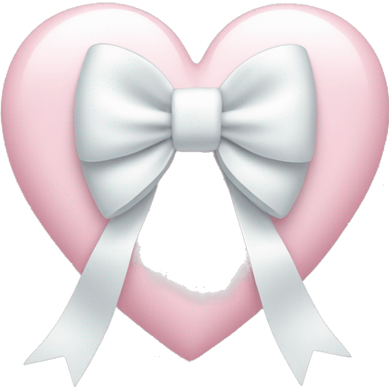 Pastel pink heart with white bow emoji