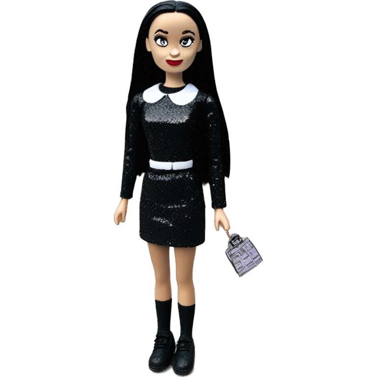  glitter Wednesday Addams.Beach beauty Barbie.full height 1girl emoji