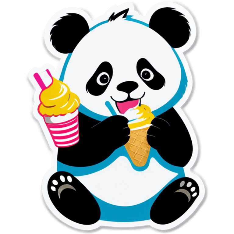 Panda eating ice cream emoji