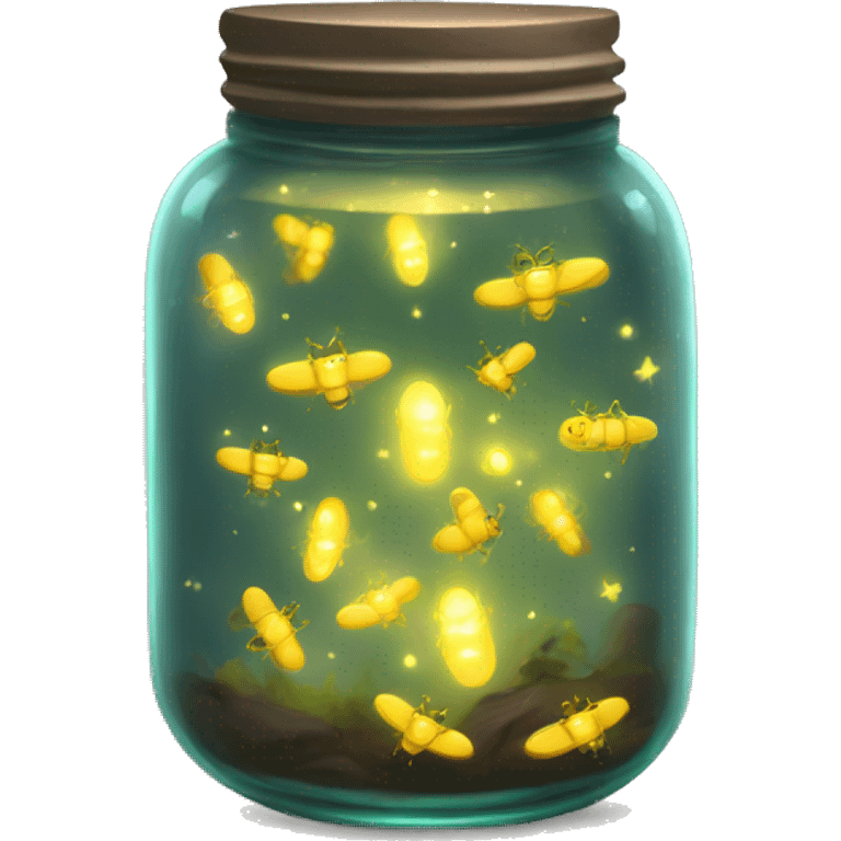 Realistic glowing jar filled with fireflies emoji