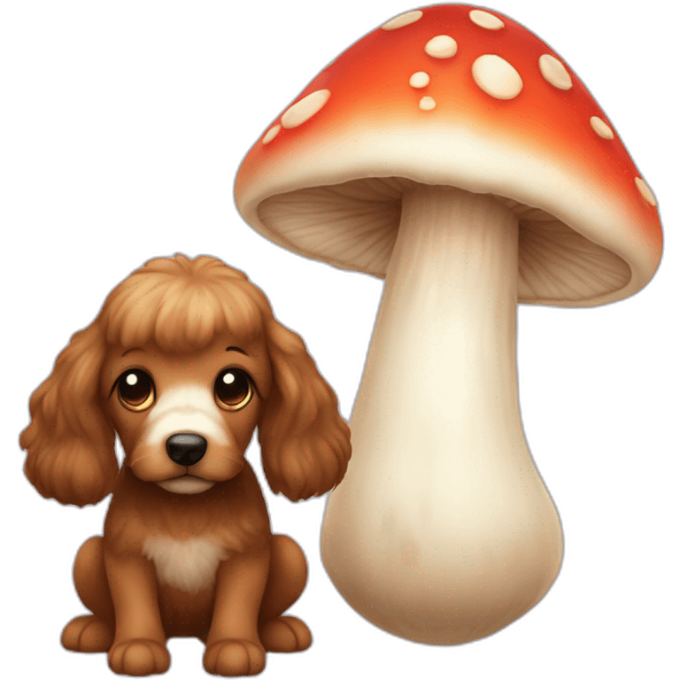 Bernadoodle and big mushroom emoji