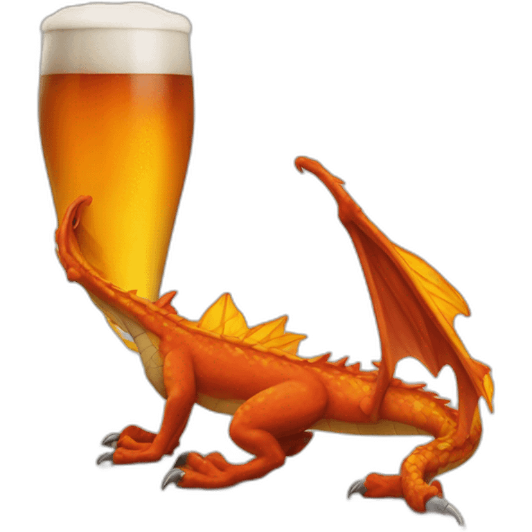 Dracaufeu buvant un bière emoji