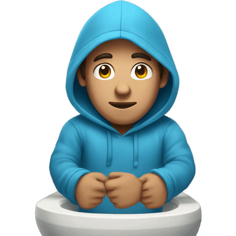 A Guy with long hair and blue hoodie in a toilet emoji